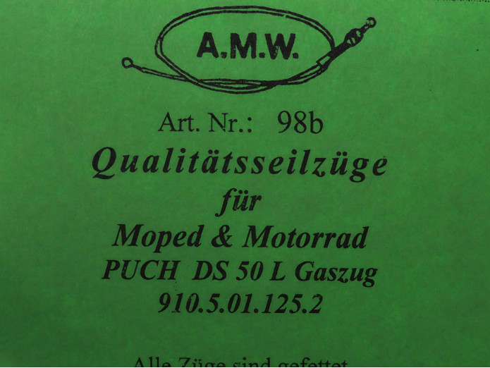 Kabel Puch DS50 L gaskabel A.M.W.